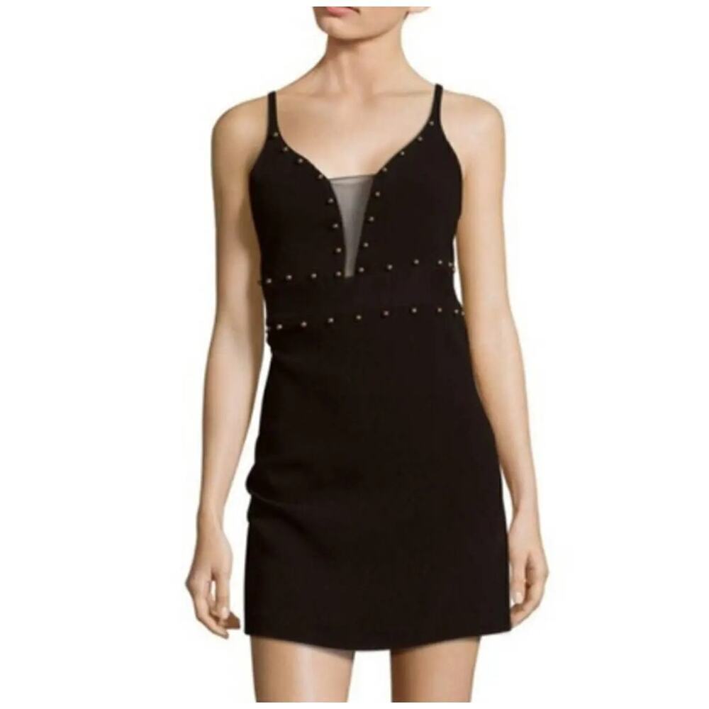 Cinq a Sept Womens Mini Dress Black Solid Comfort Sleeveless V-Neck Chic